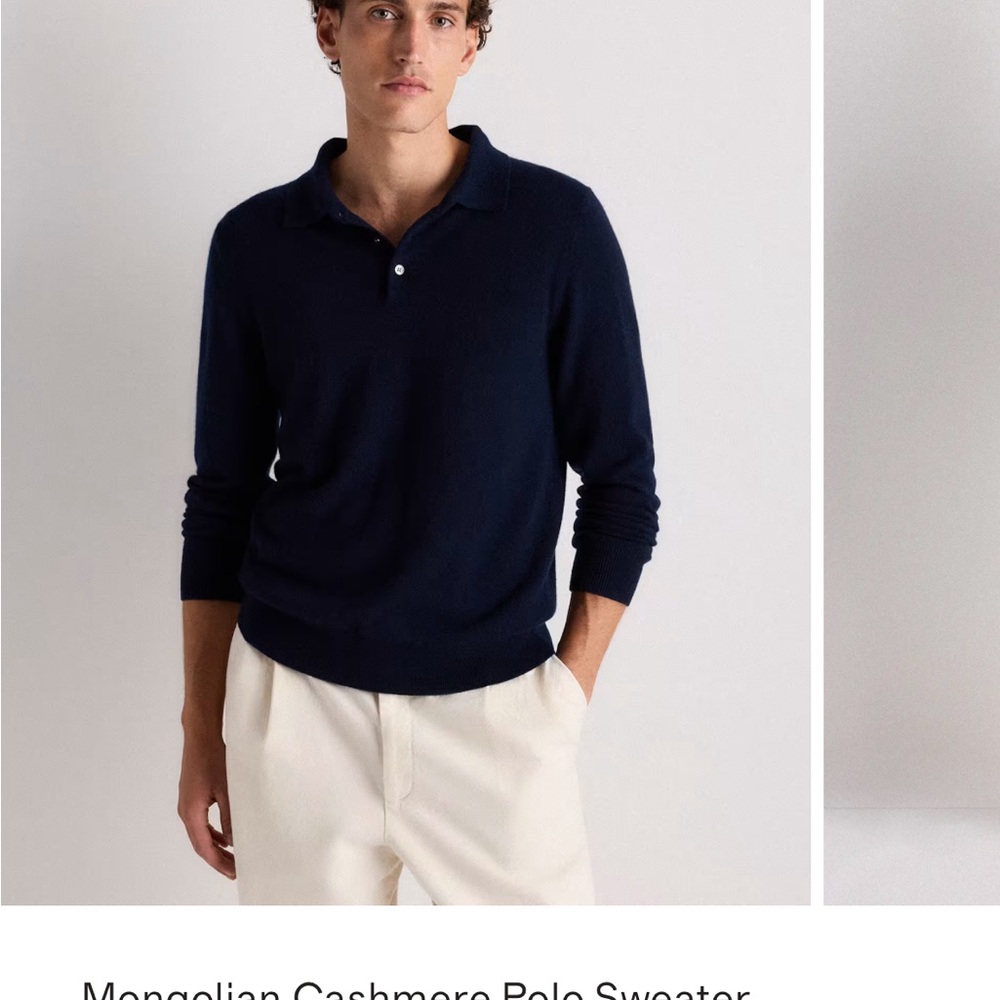 Quince Men's Dark Blue Polo Sweater